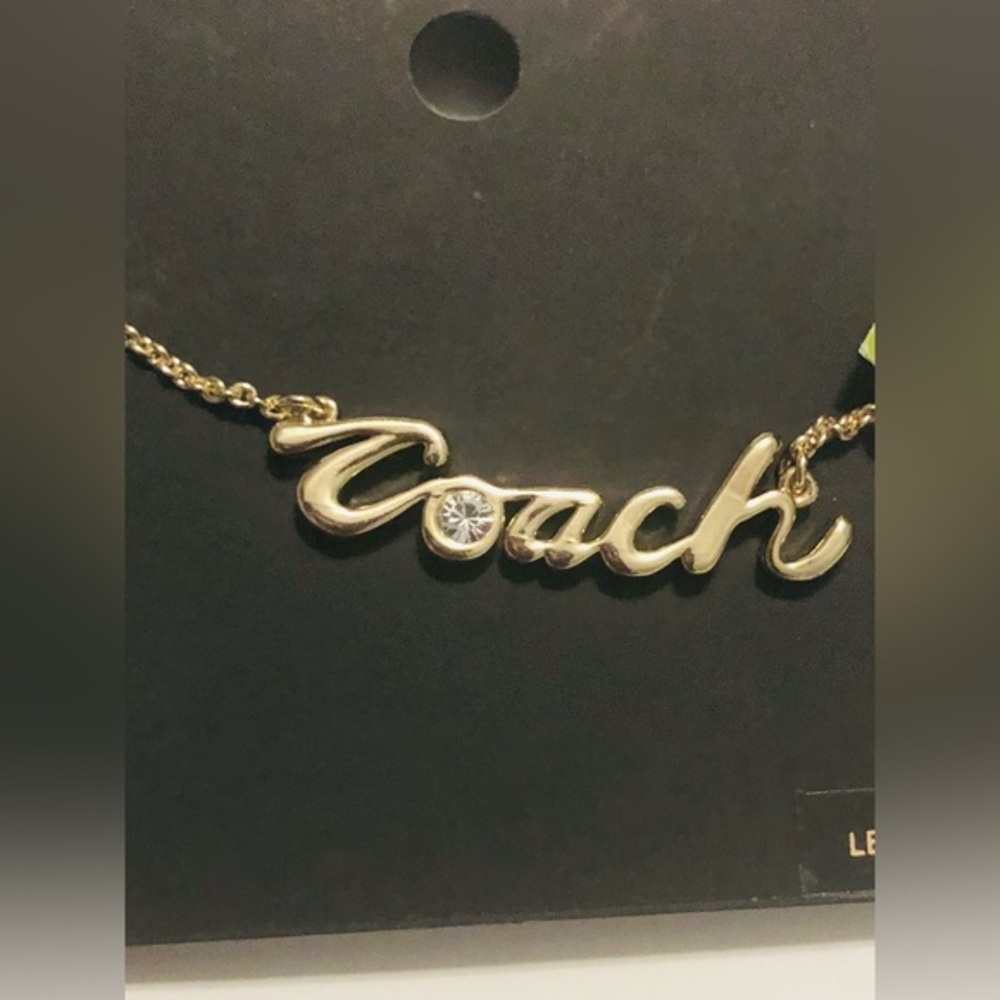 Coach Logo Script gold plated monogram Necklace brand new - Picture 7 of 10